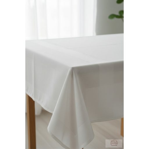 Prémium Pamut-Damaszt Asztalterítő – Hófehér Elegancia (100x100 cm)