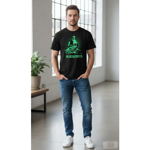 BLACKCOATS – Toxic Green / Classic White Premium Póló