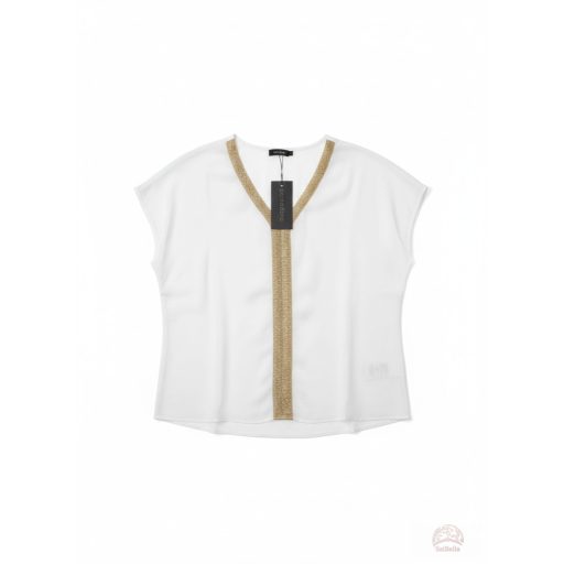 Pomodoro Lurex Trim V-nyakú Blúz – Az időtlen elegancia. Kiárusítás!! 50% árengedmény!