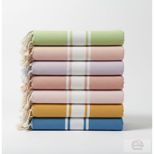 Fouta du Sud” stílusú, kézzel szőtt tunéziai pamutkendő
