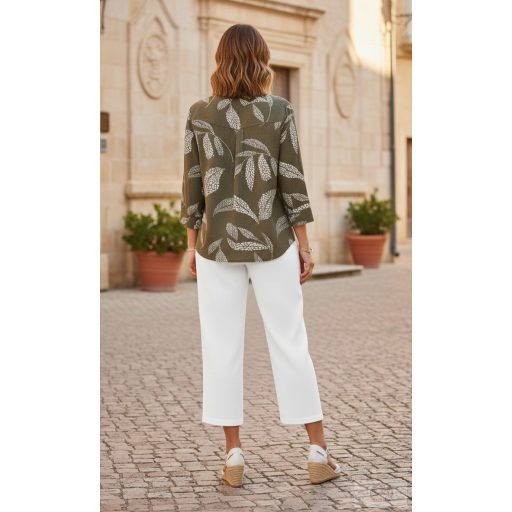 Pomodoro „Spot Leaf” Mintás Nyári ing khaki színben . Akció! 50% árengedmény. 